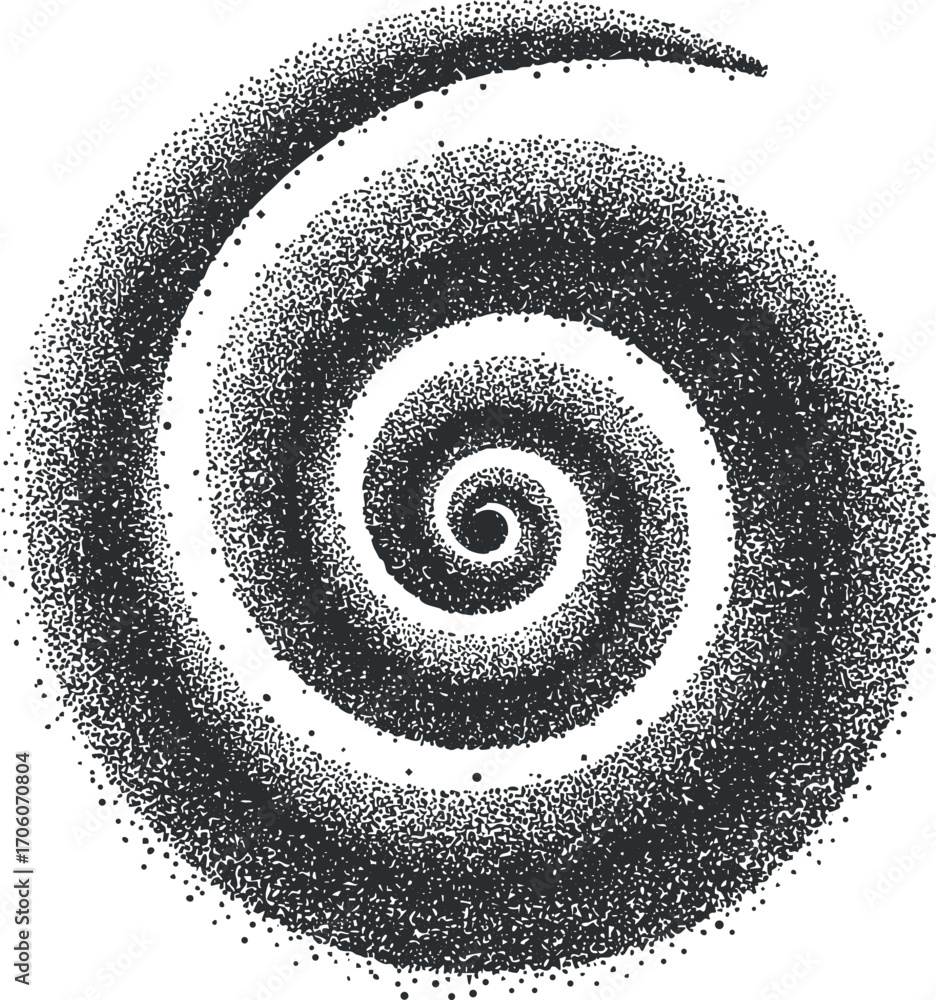 Poster a captivating abstract spiral design featuring a dynamic arrangement of black dots in a swirling pat