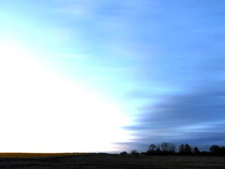 Dramatic and Moody Minimalist Landscape at Night Background - tree silhouette at horizon 