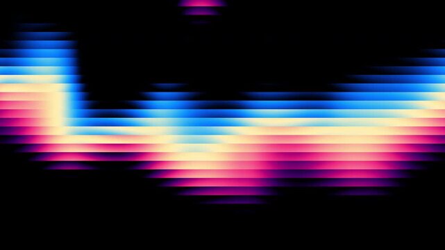 Cyclic 3D animation. Abstract minimalist loop background divided into diagonal black glossy stripes with reflection. Transforming blue and red gradient