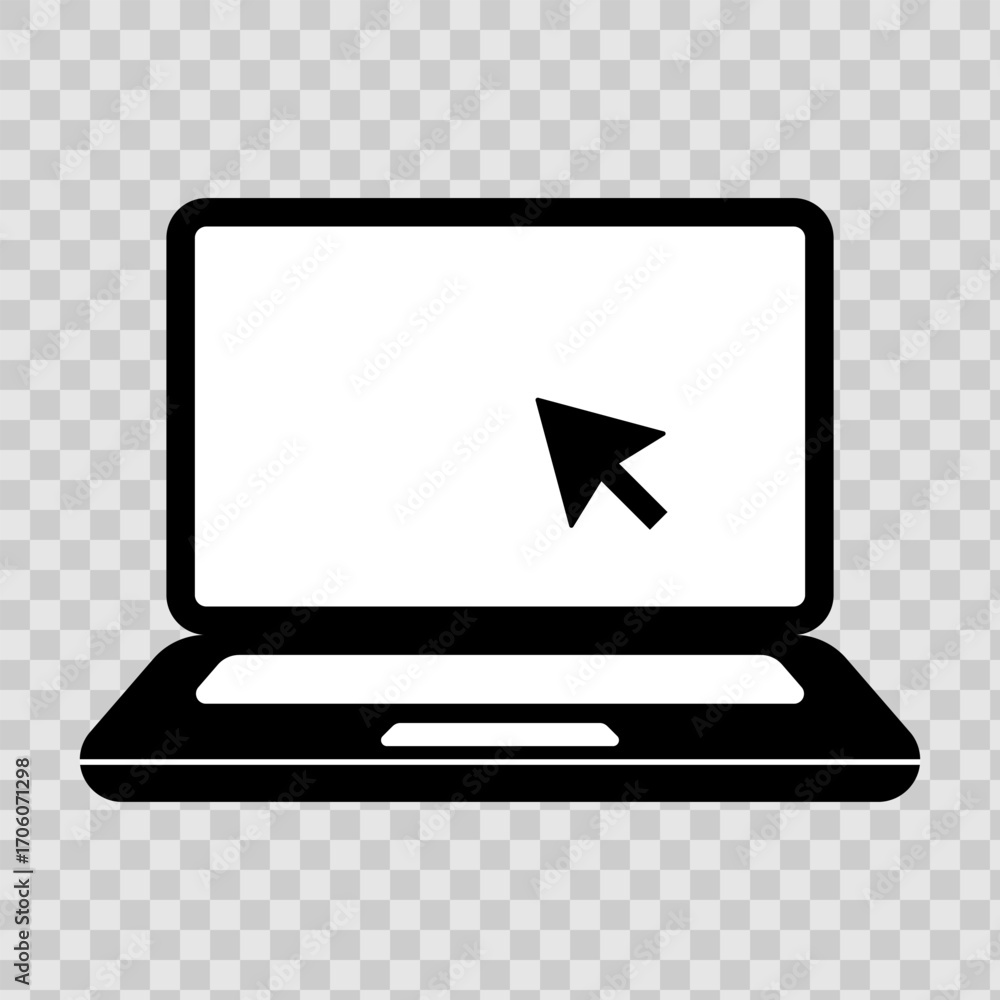 Aufkleber set of laptop vector icons on differents style with pointer or cursor icon. notebook screen. monitor