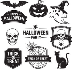 Obraz premium Spooky Halloween Icons and Labels