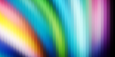 Abstract glass morphism background with horizontal rainbow gradient stripe pattern in vibrant glowing luminous blur design