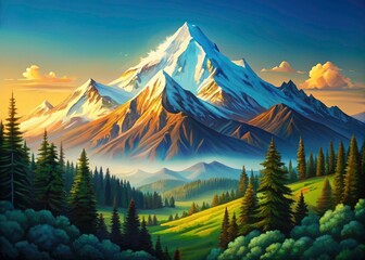 Majestic Snow-Capped Peaks: Breathtaking Mountain Landscape Photography for Travel Brochures