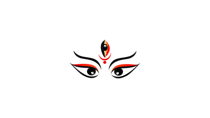 Durga face illustration vector in traditional Indian art style