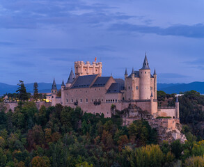 Fototapeta premium Panoramic view of the Alcazar and the city of Segovia. Province of Segovia. Castile and León. Spain. Europe