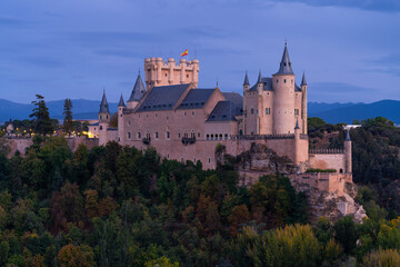 Fototapeta premium Panoramic view of the Alcazar and the city of Segovia. Province of Segovia. Castile and León. Spain. Europe
