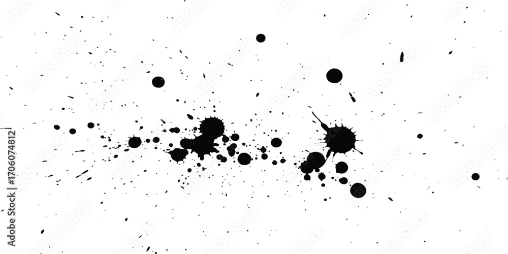 Poster abstract black shapes scattered on a white background creating a modern design