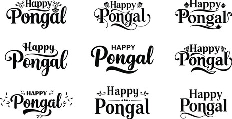 Fototapeta premium Beautiful Happy Pongal Typography Vector Design set .