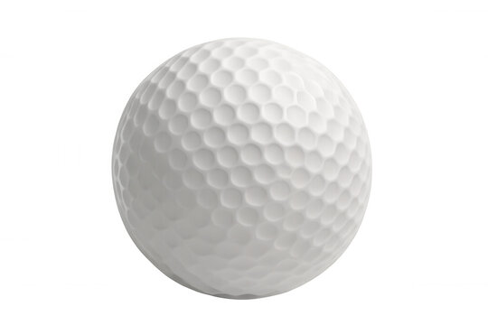 Close-up of a textured white golf ball, isolated on a transparent background, ready for compositing into sports-themed designs