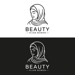 Muslimah Hijab Logo Template Vector Illustration Design