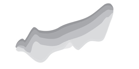 Abstract layered gray organic shape with smooth curves and subtle gradients.