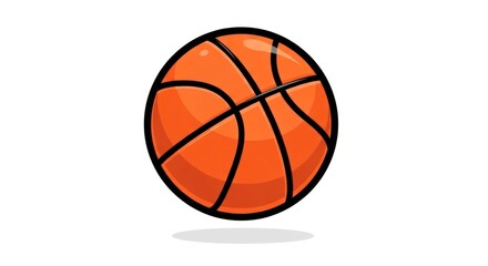 Orange Basketball Image, Cartoon Style, Sports Equipment.