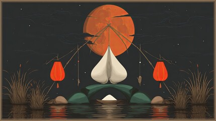 Ok Om Bok Festival Full Moon Illustration