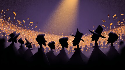 Jazz Festival Audience with Musical Notes