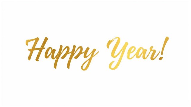 Golden text animation celebrating happy new year in minimalist style