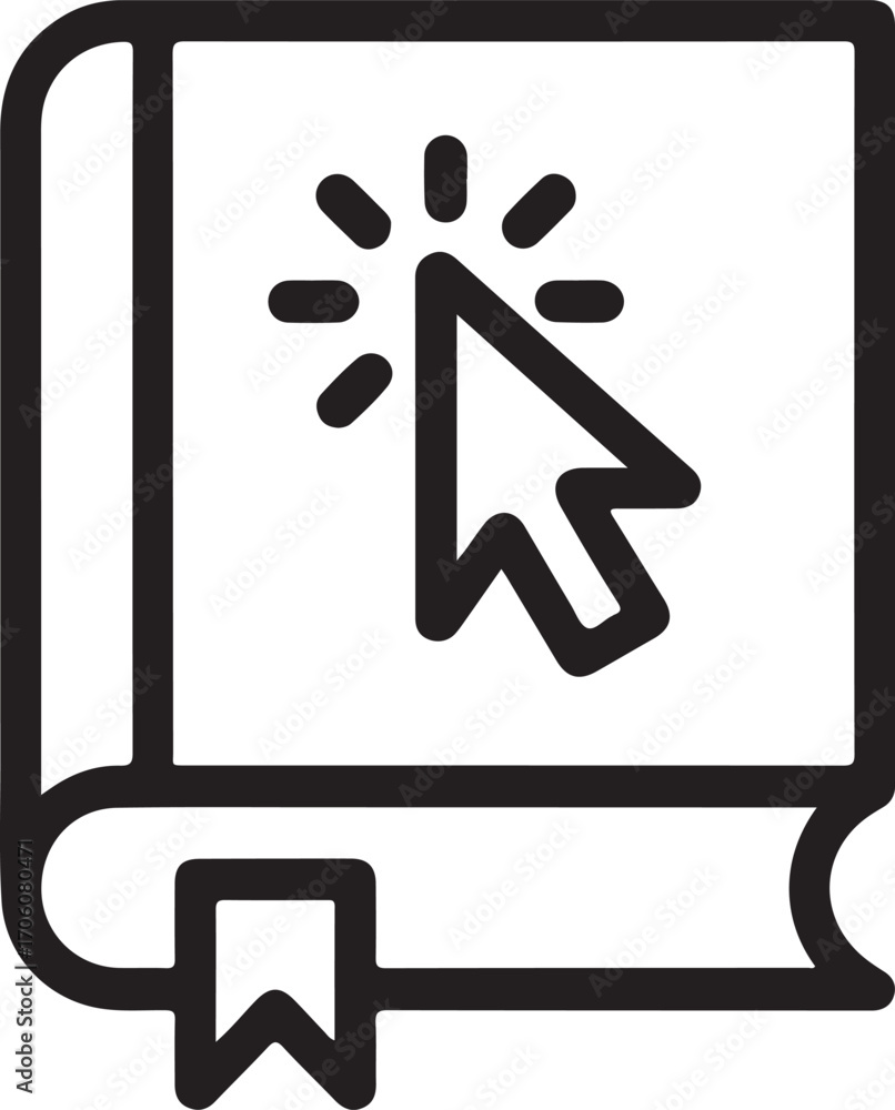 Aufkleber digital book icon with cursor clicking on a page