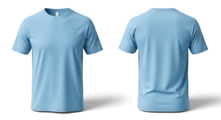 Light Blue T-Shirt Mockup - Front and Back Views.