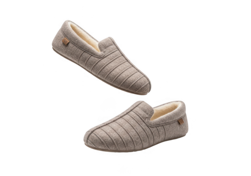 Cozy beige slip on shoes isolated on transparent background