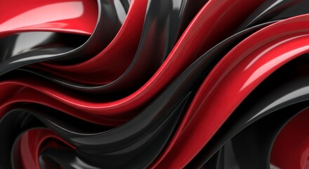 Elegant abstract background with flowing red and black glossy shapes.