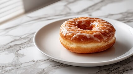 Glazed Donut on Plate