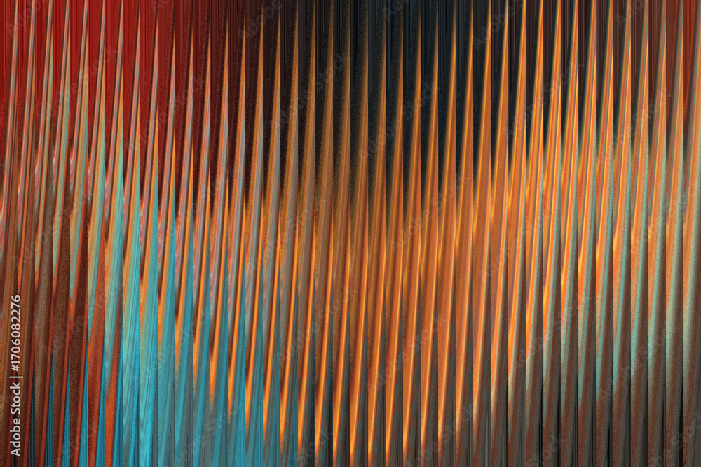 Poster a mesmerizing abstract pattern of vertical lines in vibrant shades of red, orange, blue, and black, 