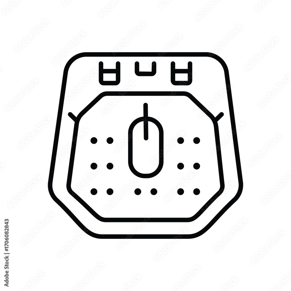 Poster a black and white illustration features a mouse connected to a pad with multiple dots all encased in