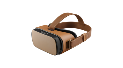 Brown Leather VR Headset Virtual Reality Device Technology Gadget