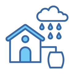 Rainwater Harvesting Blue Vector Icon