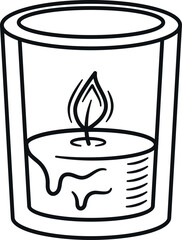 Doodle burning candle in glass