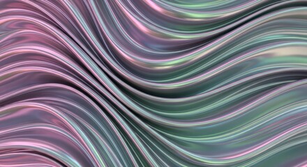 Abstract Flowing Waves of Iridescent Liquid Metal.