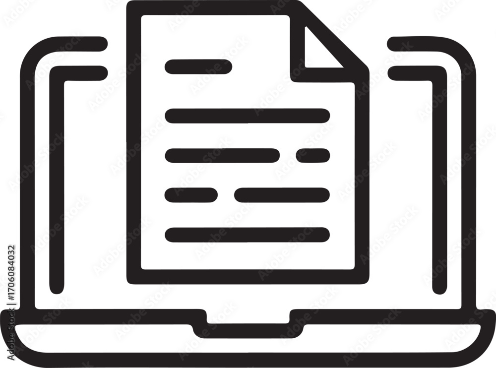 Poster laptop displaying a document with text and lines
