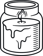 Candle in glass jar-candlestick vector illustration
