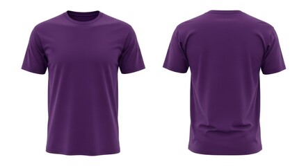 Blank purple t shirt front and back view mockup template.
