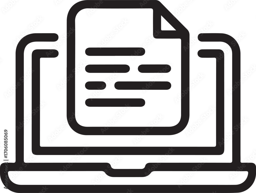 Poster laptop displaying a document with text and lines