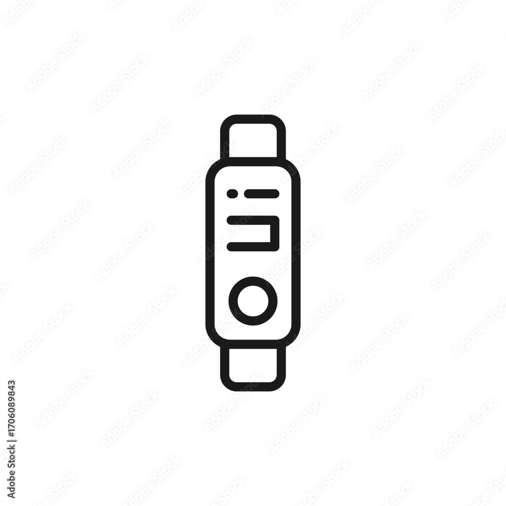 Fototapete A simple line drawing of a fitness tracker with a screen displaying data featuring a circular button
