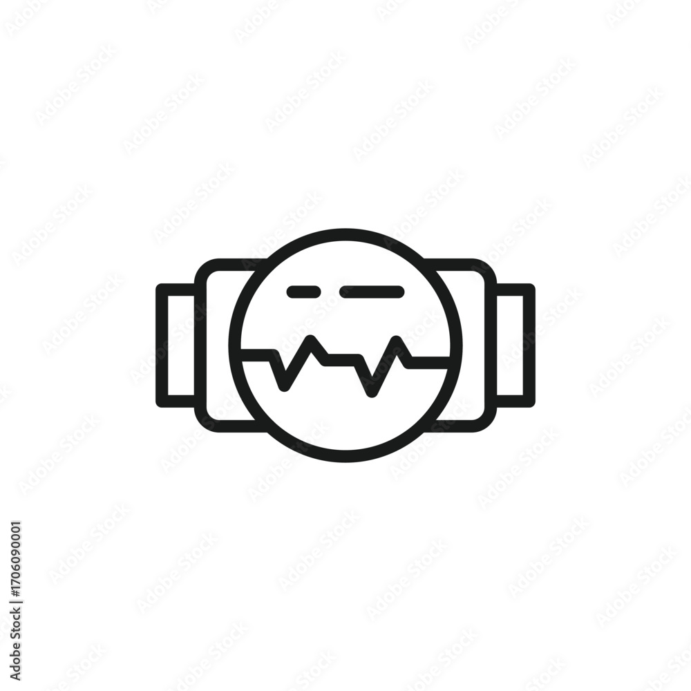 Poster a smart watch with a circular face displays a stylized heartbeat symbol two rectangular attachments 