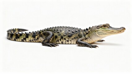 High Resolution Full Body Alligator With Shadow Isolated on white Background