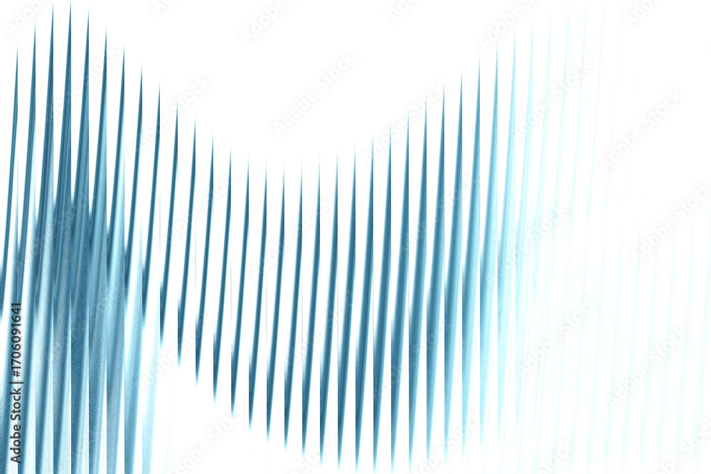 Poster abstract blue and teal wavelike pattern with sharp vertical lines fading into white