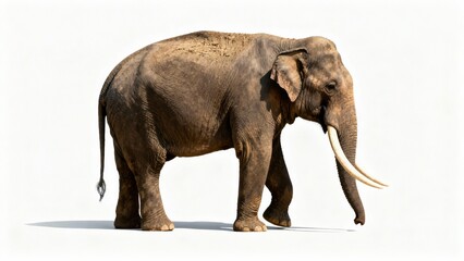 Obraz premium High Resolution Full Body Elephant With Shadow Isolated on white Background