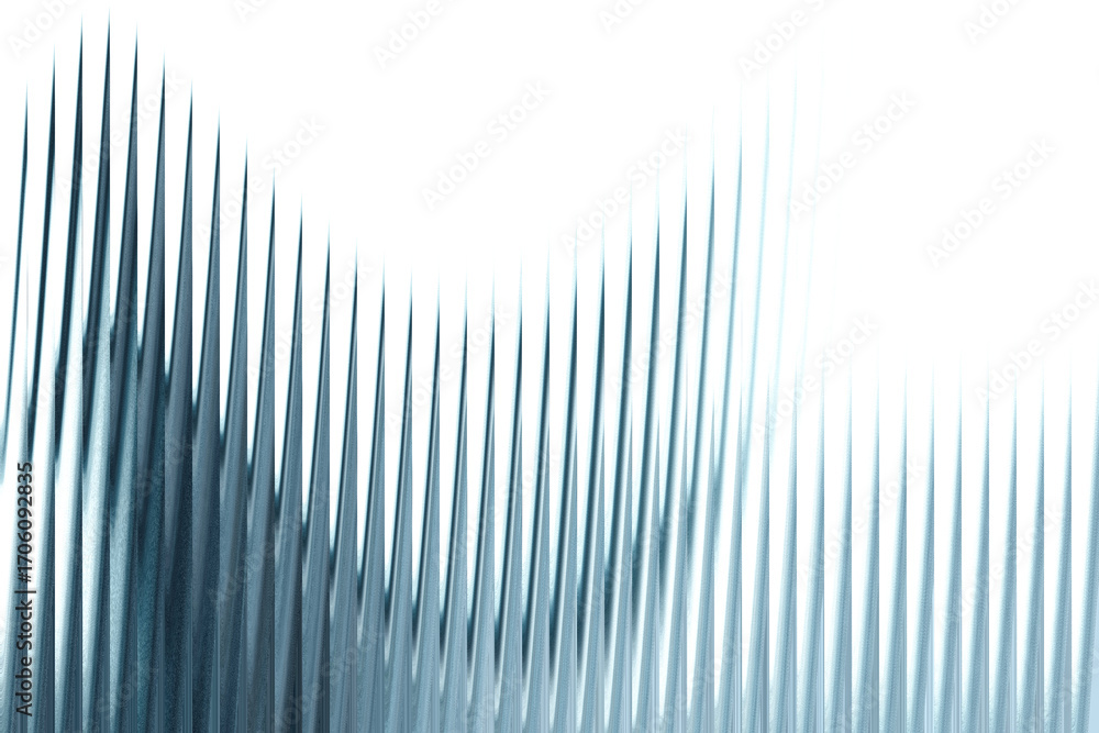 Poster abstract pattern of sharp, vertical blue lines creating a sense of movement and depth against a brig