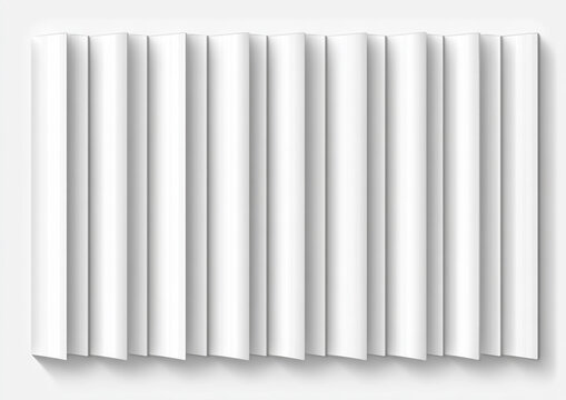 Abstract white background with vertical parallel lines and shadows, isolated on white background