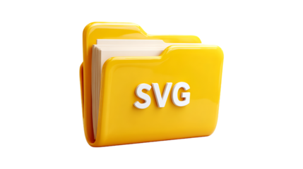Yellow SVG file folder icon 3D rendering graphic design