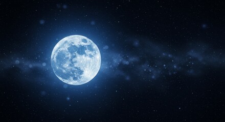 Obraz premium Full moon shining brightly space. Astronomical view of satellite in universe. Night sky background with shining stars for astrology science.