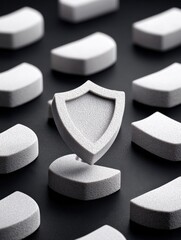 Shield Icon Symbolizing Block-Level Security on Black Background with Copy Space for Cybersecurity Concepts