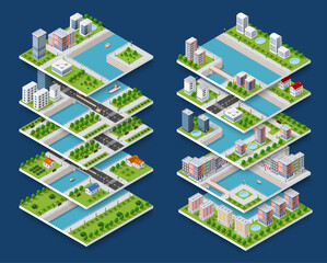 Modular city blocks representing urban planning and infrastructure development