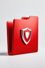 Secure Data Storage Concept - Minimal Folder Icon with Shield Symbol on Light Background for Cybersecurity and Data Protection with Copy Space