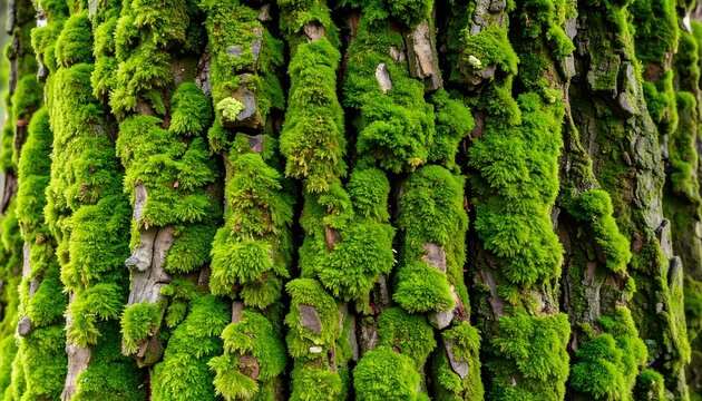 Moss-covered tree trunk close-up