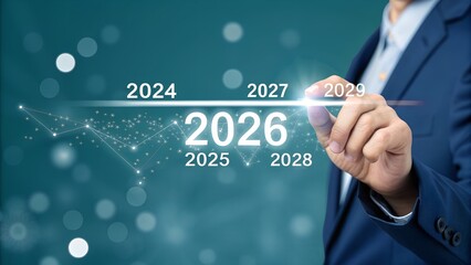 Strategic Vision 2026  Business Forecast Interface with Digital Timeline and Year