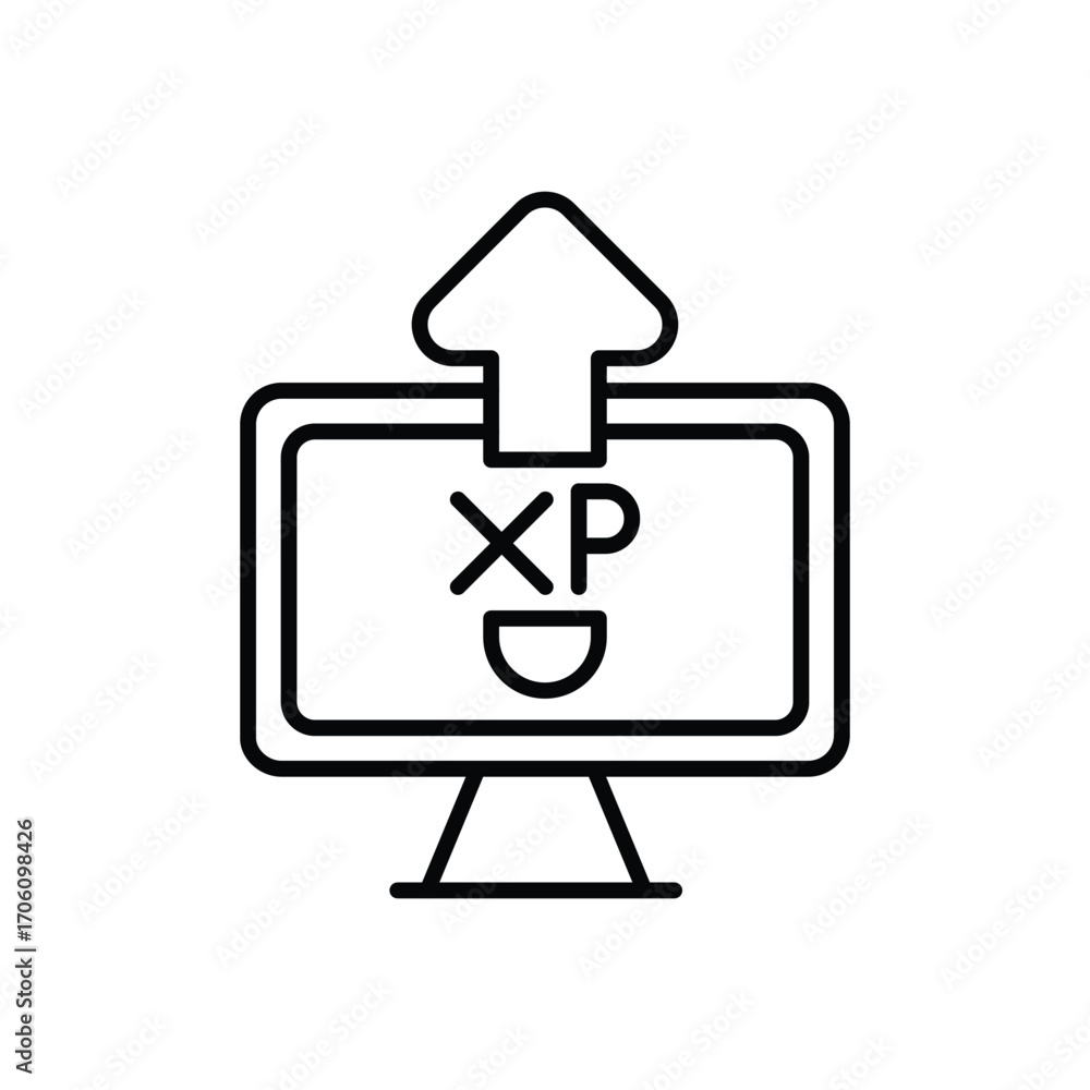 Poster icon of a computer with an up arrow and the letters xp on screen