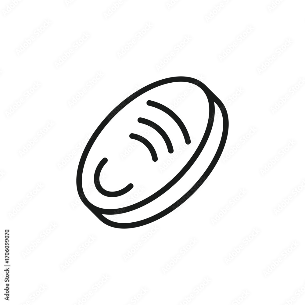 Poster line art of a coin or token with curved lines across it